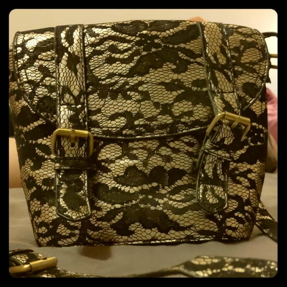 Like New Gold and Black Lace Aldo Purse/Handbag